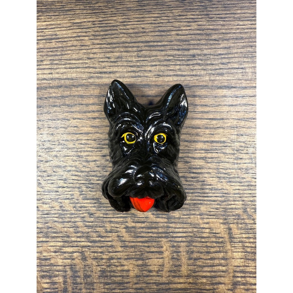 Vintage Chalkware Scottie Dog‎ Plaque: Mid-Century Terrier Wall Decor